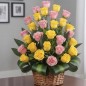 romantic beautiful yellow n pink rose arrangement